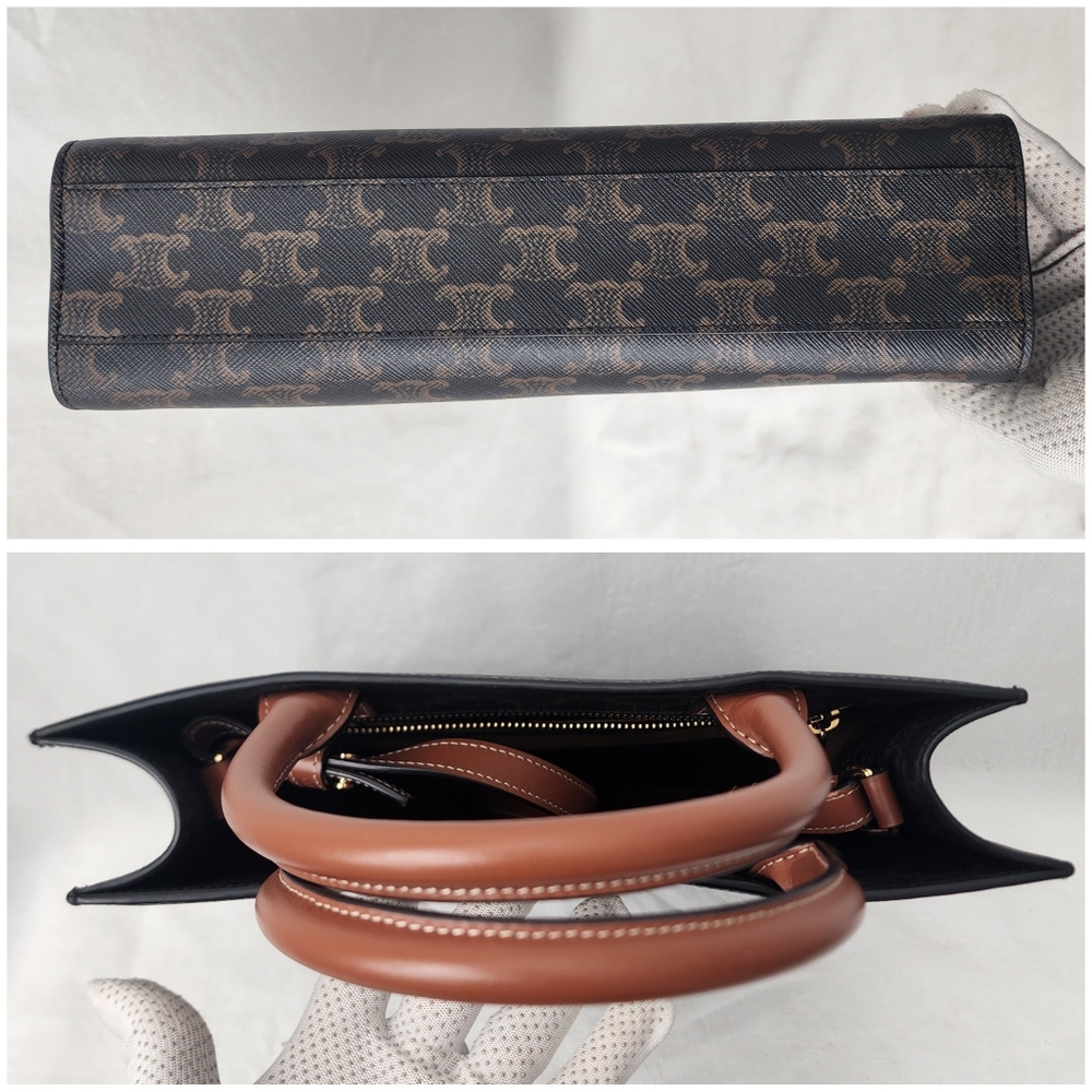 Auth Celine Triomphe Cabas Calfskin Tote Bag - Picture 7 of 9